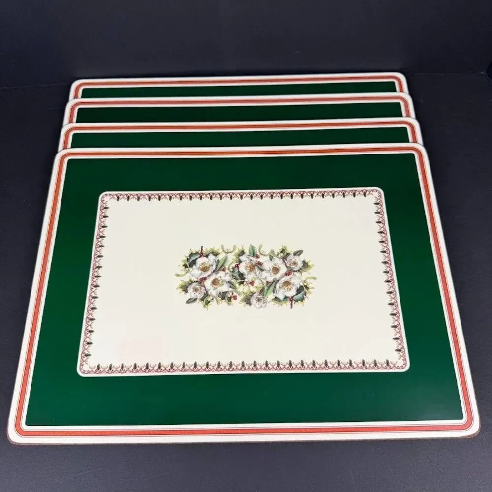 Set of 4 Spode Christmas Rose Cork/Acrylic Finish 16x12 Placemats Made England